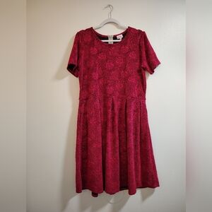LuLaRoe Burgundy Floral Midi Dress